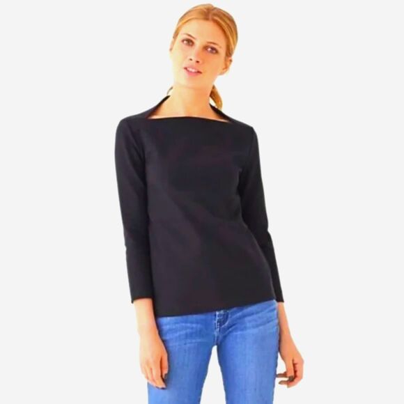 Kate Spade Saturday Slip Neck 3/4 Sleeve Top - Navy L - Picture 1 of 7